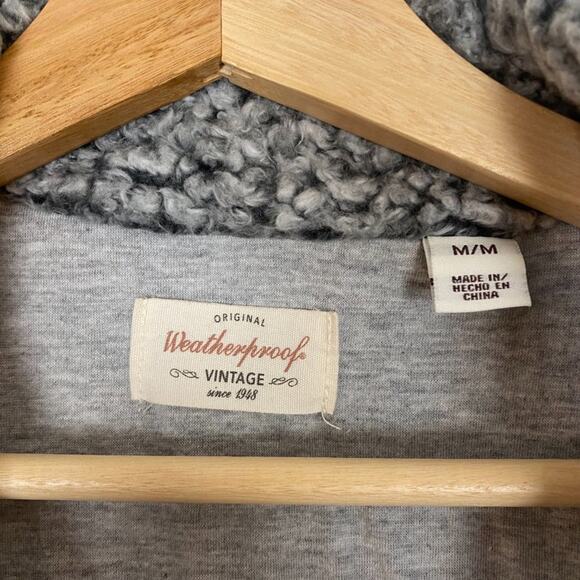 Original Weatherproof Vintage Womens Gray Sherpa 1/4 Zip Pullover Sweater Sz M - Picture 6 of 7